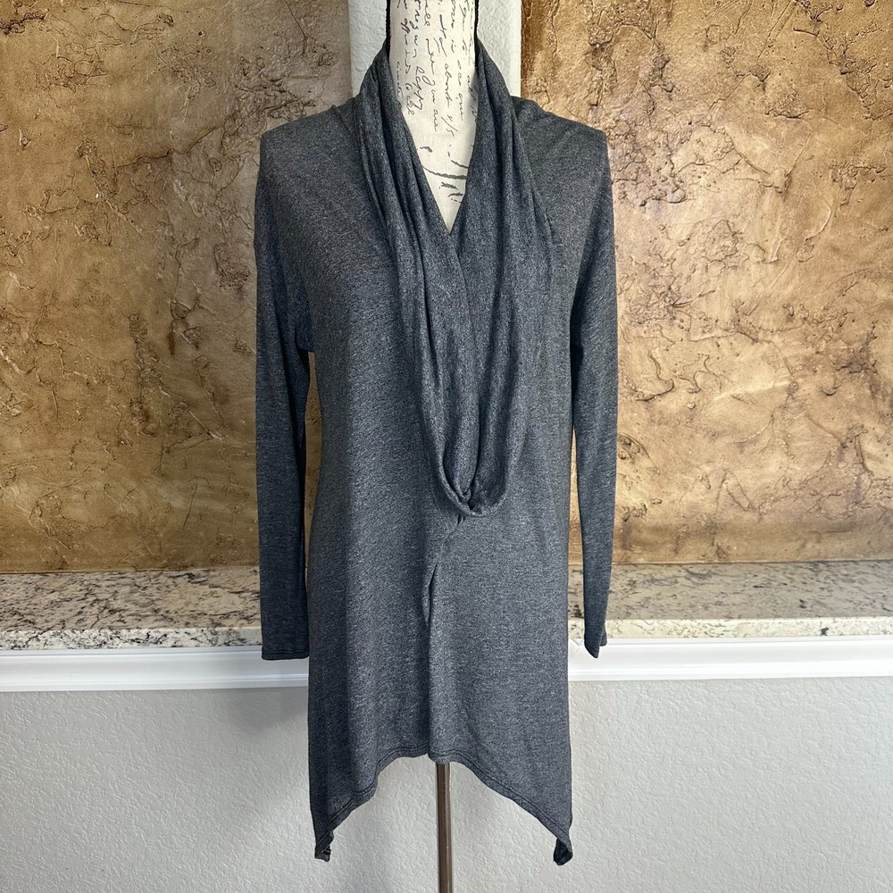 Michael Stars Cowl Neck Tunic Top Womens One Size Long Sleeve Asymmetrical Gray